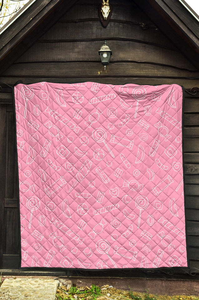 Sweet Candy Pink Background Premium Quilt