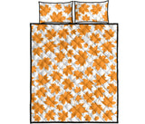 Orange Maple Leaf pattern Quilt Bed Set