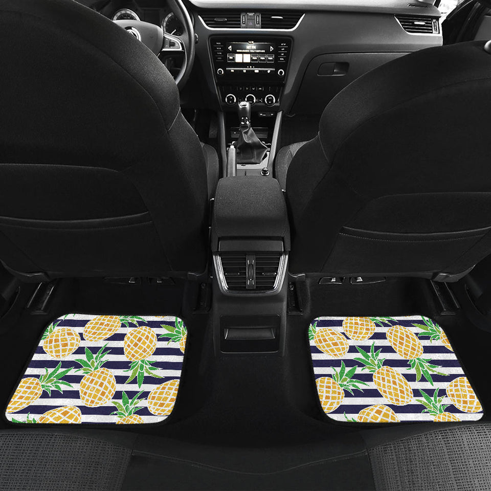 Pineapples Pattern Striped Background Front And Back Car Mats