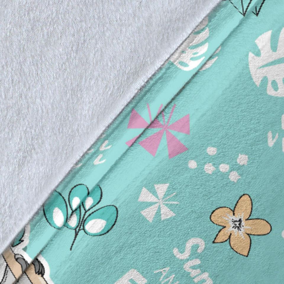 Cute Koalas Blue Background Pattern Premium Blanket