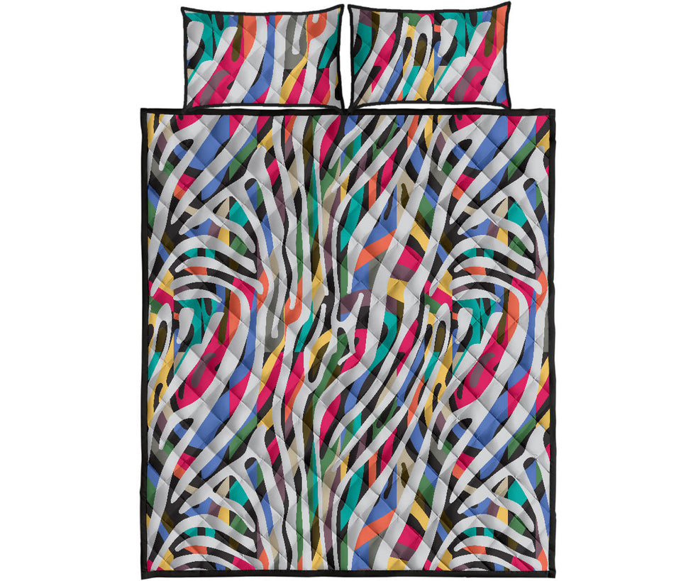 Colorful zebra skin pattern Quilt Bed Set