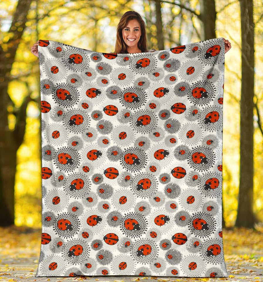 Ladybug Pattern Print Design 05 Premium Blanket