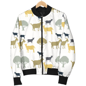 Silhouettes Of Goat And Tree Pattern Women'S Bomber Jacket