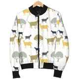 Silhouettes Of Goat And Tree Pattern Women'S Bomber Jacket