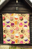 Cake Cupcake Heart Cherry Pattern Premium Quilt