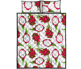 dragon fruits white background Quilt Bed Set