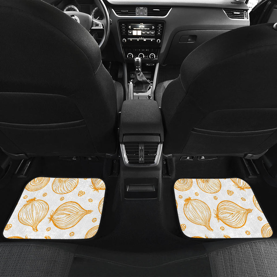 Hand Drawn Onion Pattern Front And Back Car Mats