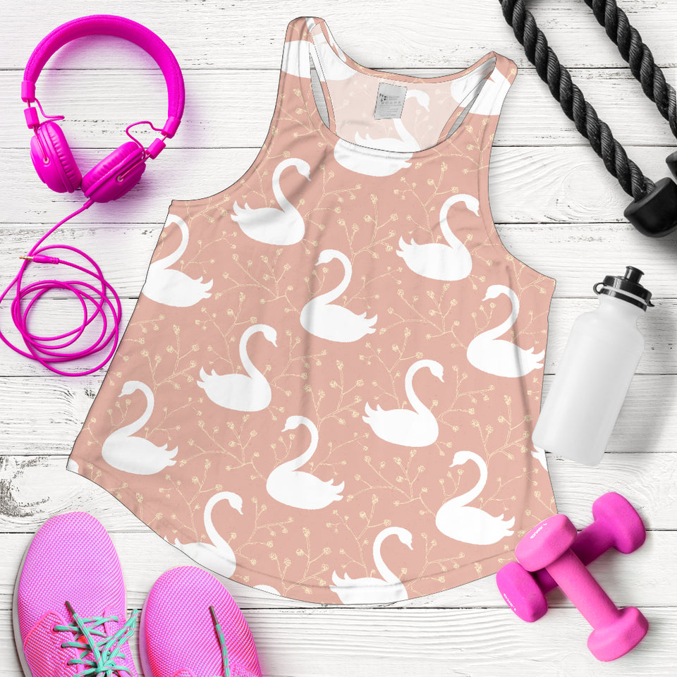 Swan flower light pink background Women Racerback Tank Top