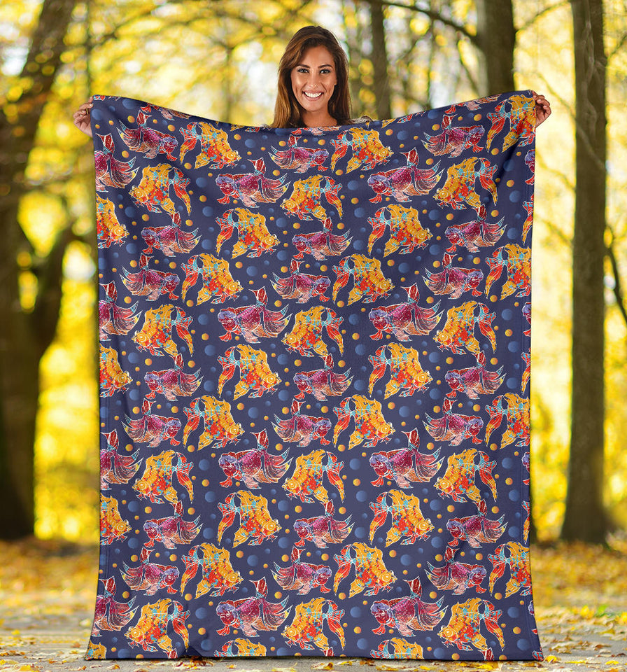 Goldfish Pattern Print Design 05 Premium Blanket