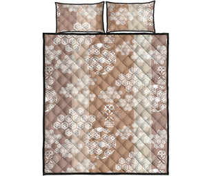 Beautiful hexagon japanese  pattern Quilt Bed Set
