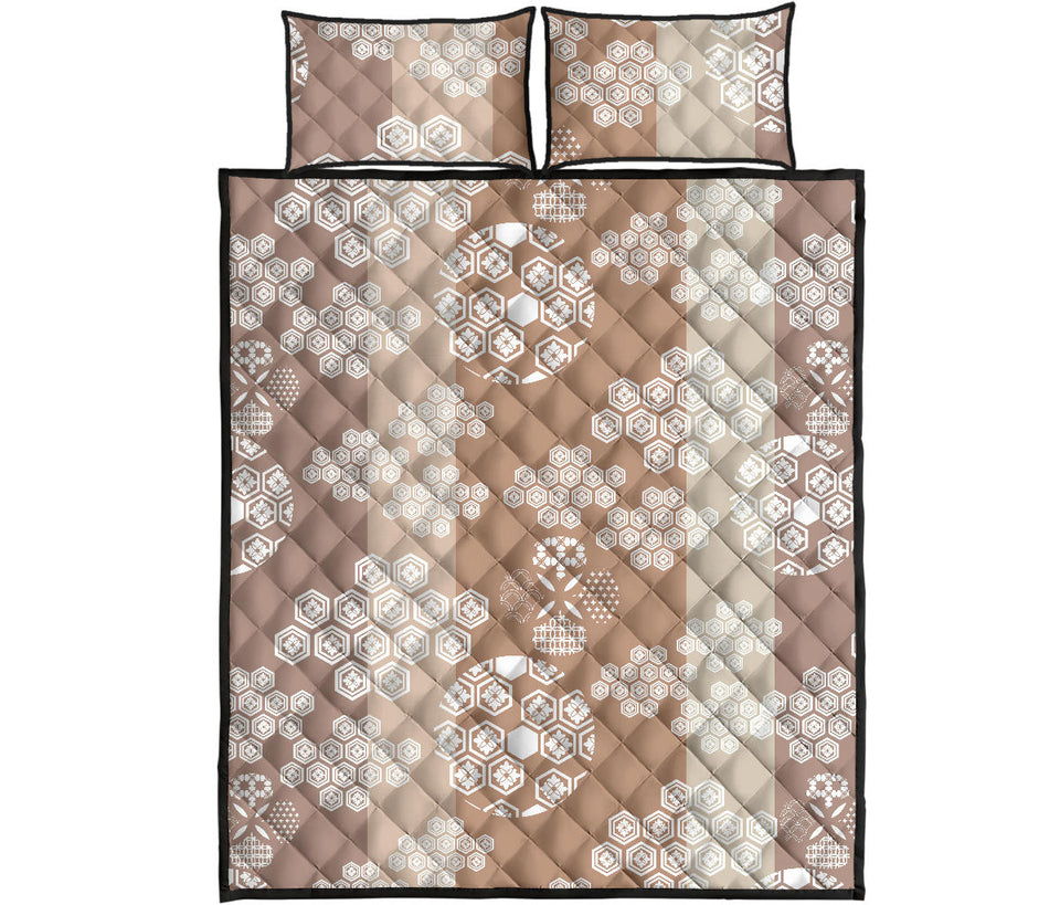 Beautiful hexagon japanese  pattern Quilt Bed Set