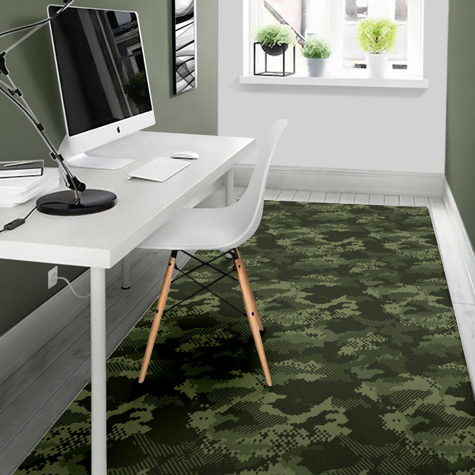 Digital Green Camo Camouflage Pattern Area Rug