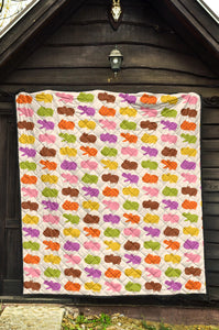 Hippopotamus Pattern Print Design 01 Premium Quilt