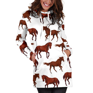 Horses Running Pattern Background Women'S Hoodie Dress