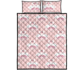 White swan and flower love pattern Quilt Bed Set
