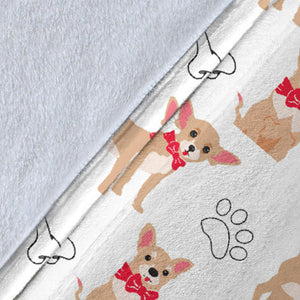 Chihuahua Bone Paw Pattern Premium Blanket