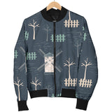 Windmill Tree Pattern Women'S Bomber Jacket