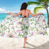 Beautiful Pink Lotus Waterlily Leaves Pattern Sarong