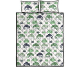 Chameleon lizard succulent plant pattern Quilt Bed Set