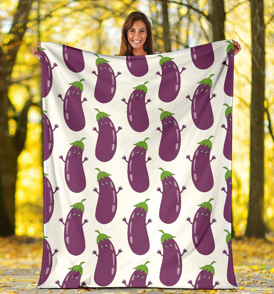 Eggplant Pattern Print Design 01 Premium Blanket
