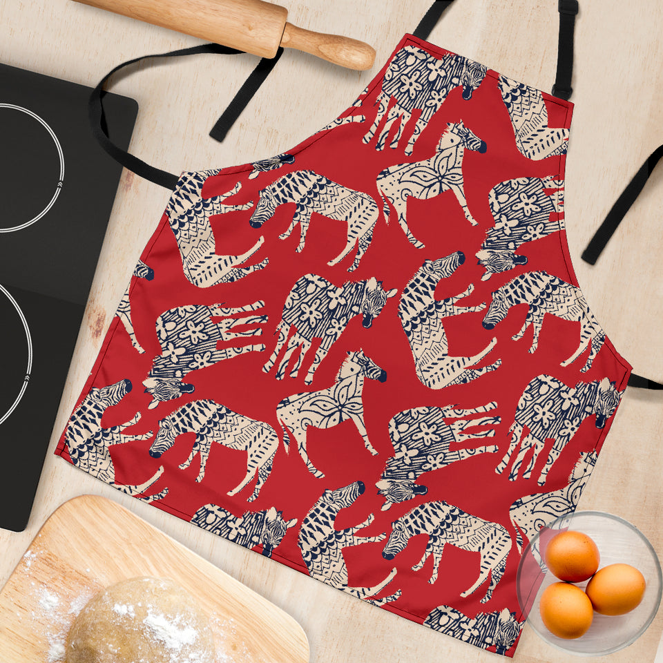 Zebra Abstract Red Background Adjustable Apron