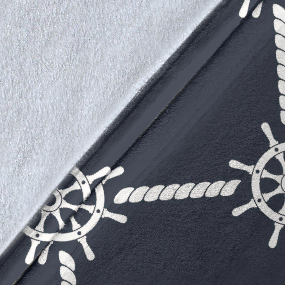 Nautical Steering Wheel Rope Pattern Premium Blanket
