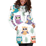 Cute Owl Pattern Women'S Hoodie Dress