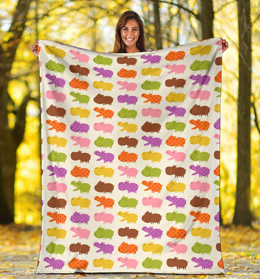 Hippopotamus Pattern Print Design 01 Premium Blanket