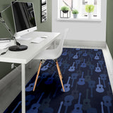 Blue Theme Guitar Pattern Area Rug