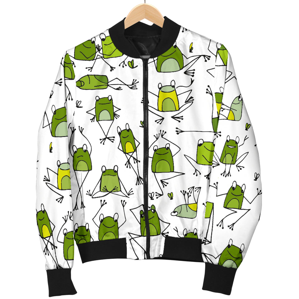 Sketch Funny Frog Pattern Women'S Bomber Jacket