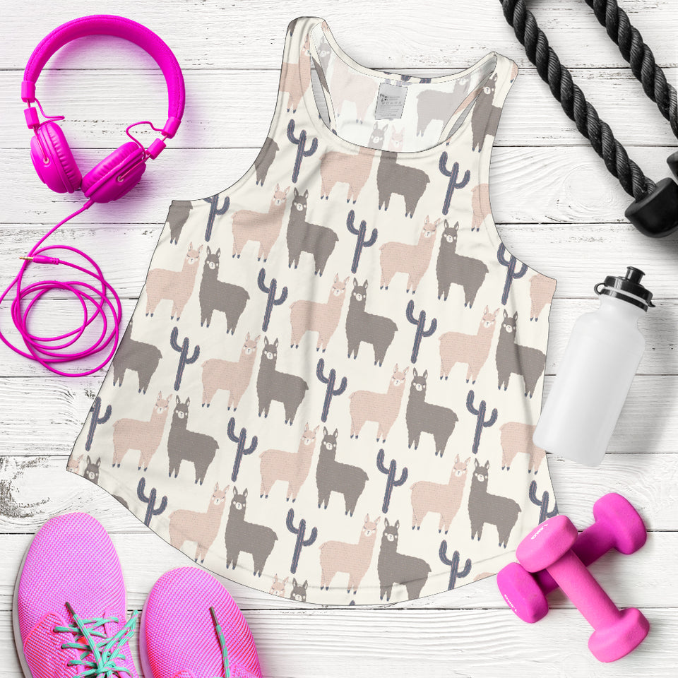 Llama Alpaca pattern Women Racerback Tank Top