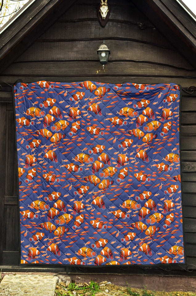 Clown Fish Pattern Print Design 04 Premium Quilt