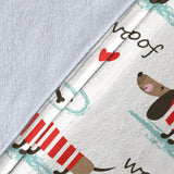 Cute Dachshund Bone Pattern Premium Blanket
