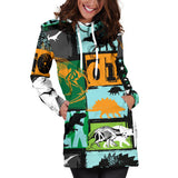 Dinosaurs Print Pattern Women'S Hoodie Dress