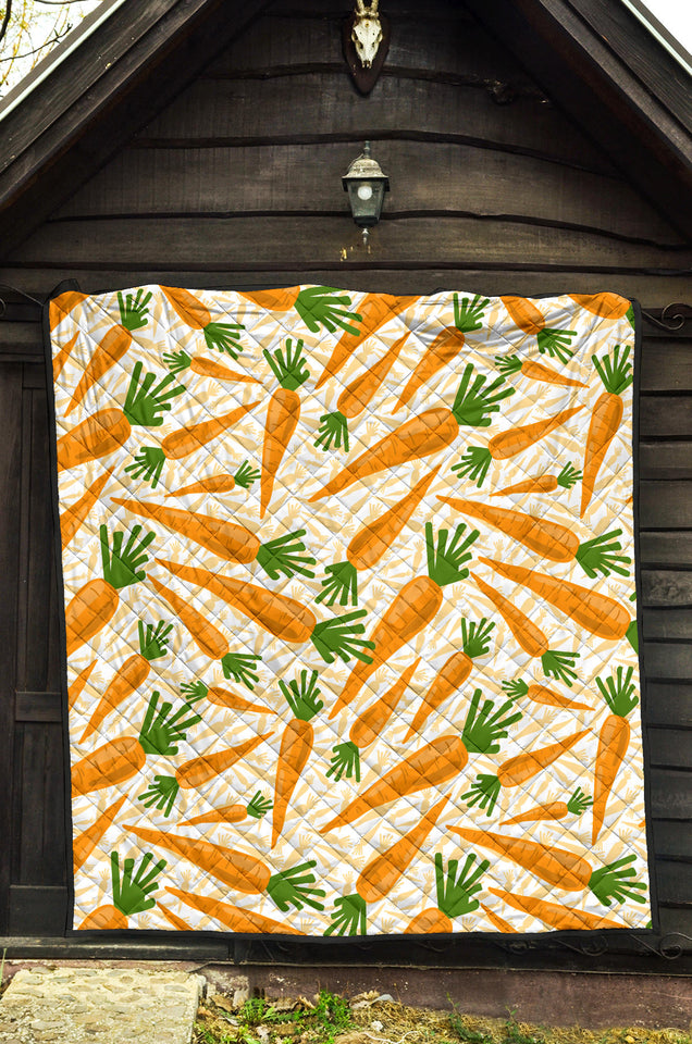 Carrot Pattern Print Design 01 Premium Quilt