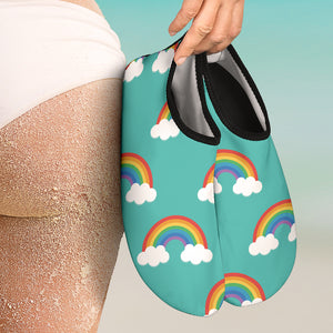 Rainbow Pattern Green Background Aqua Shoes