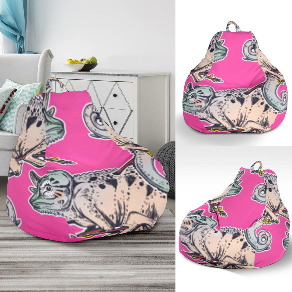 Chameleon Lizard Pattern Pink Background Bean Bag Cover