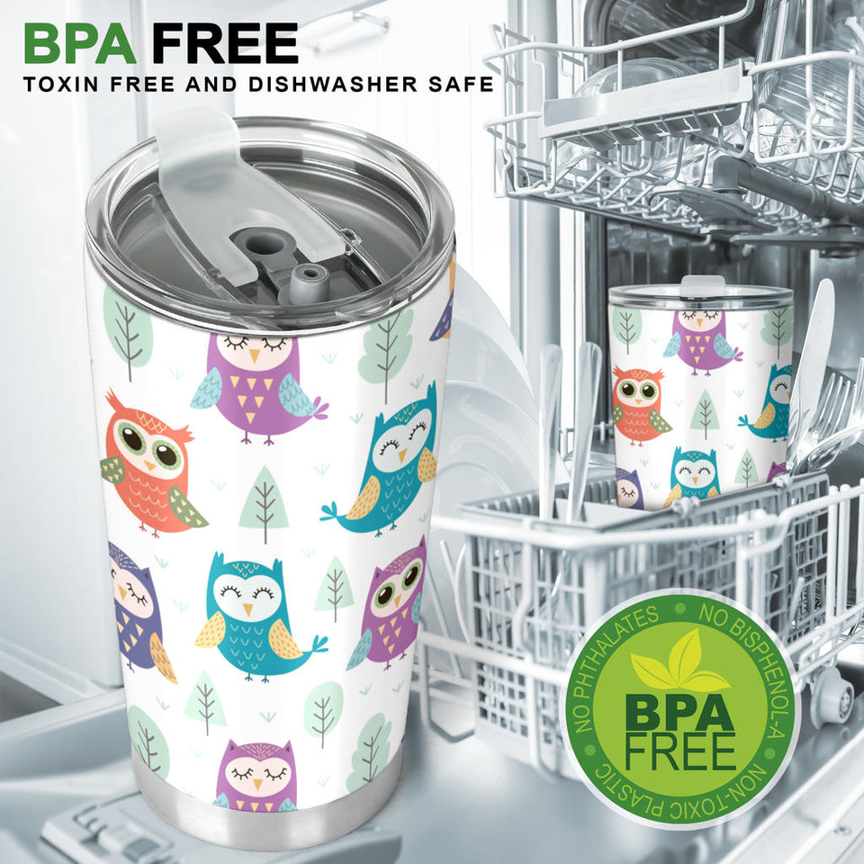 Cute Owl Pattern Tumbler