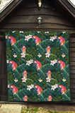 Parrot Palm Tree Leaves Flower Hibiscus Pattern Premium Quilt