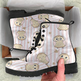 Cute Owl Leaf Leather Boots