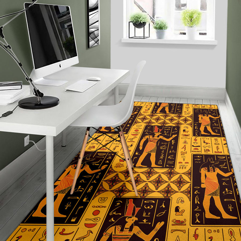 Egypt Hieroglyphics Pattern Print Design 05 Area Rug