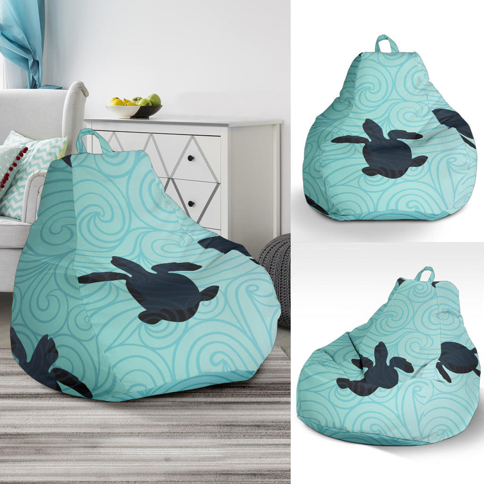 Sea Turtle With Blue Ocean Backgroud Bean Bag Cover