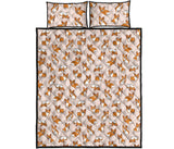 Cute Corgis Pattern pink background Quilt Bed Set
