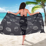 Sushi Pattern Black Background Sarong
