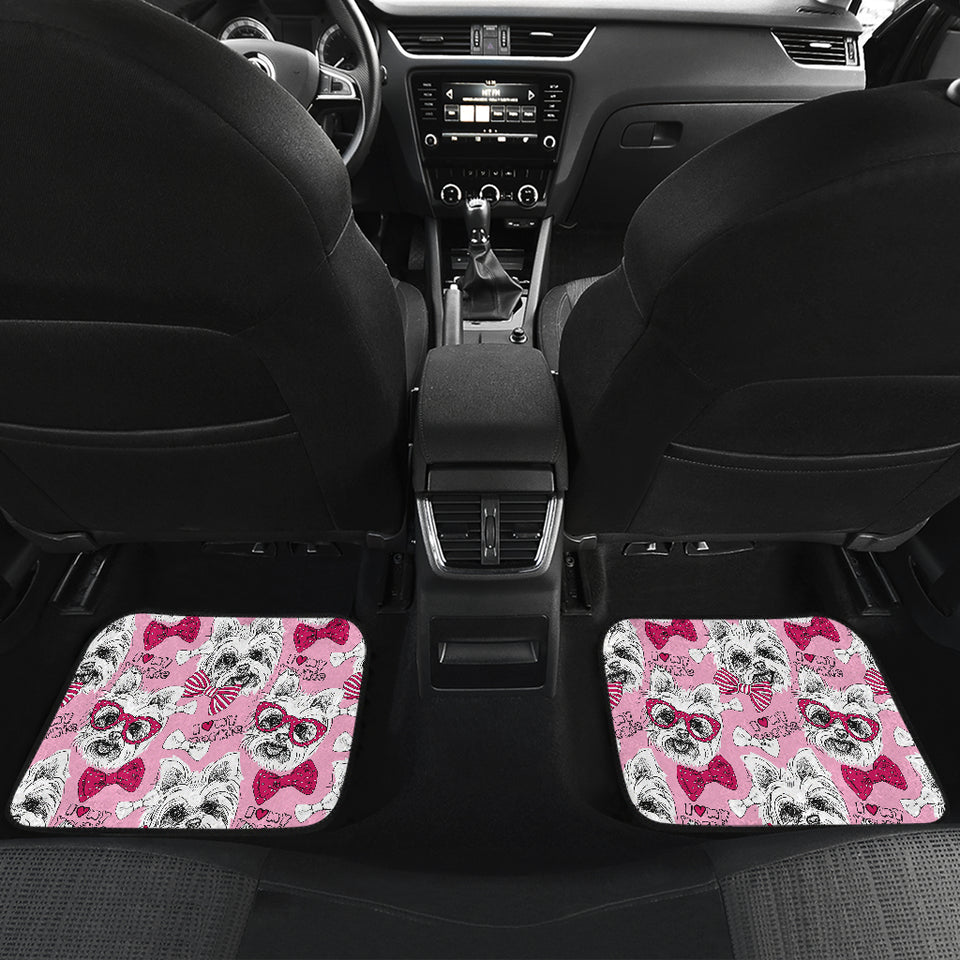 Yorkshire Terrier Pattern Print Design 03 Front and Back Car Mats