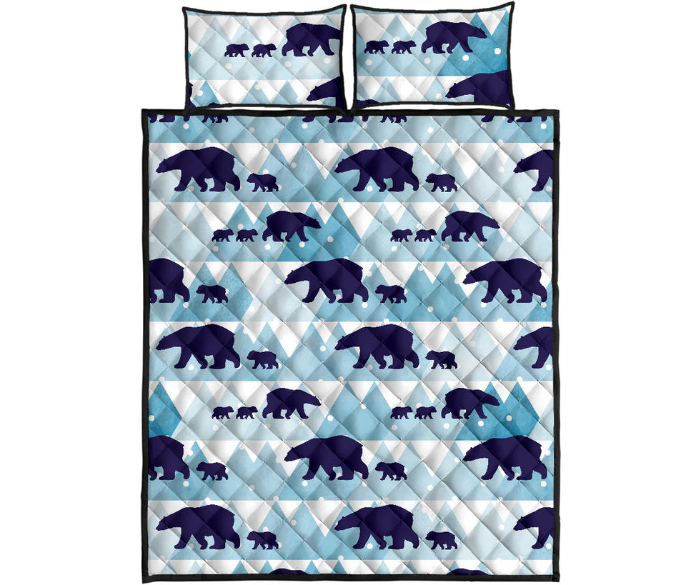 polar bear winter snow pattern Quilt Bed Set