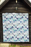 Zigzag  Chevron Blue Pattern Premium Quilt