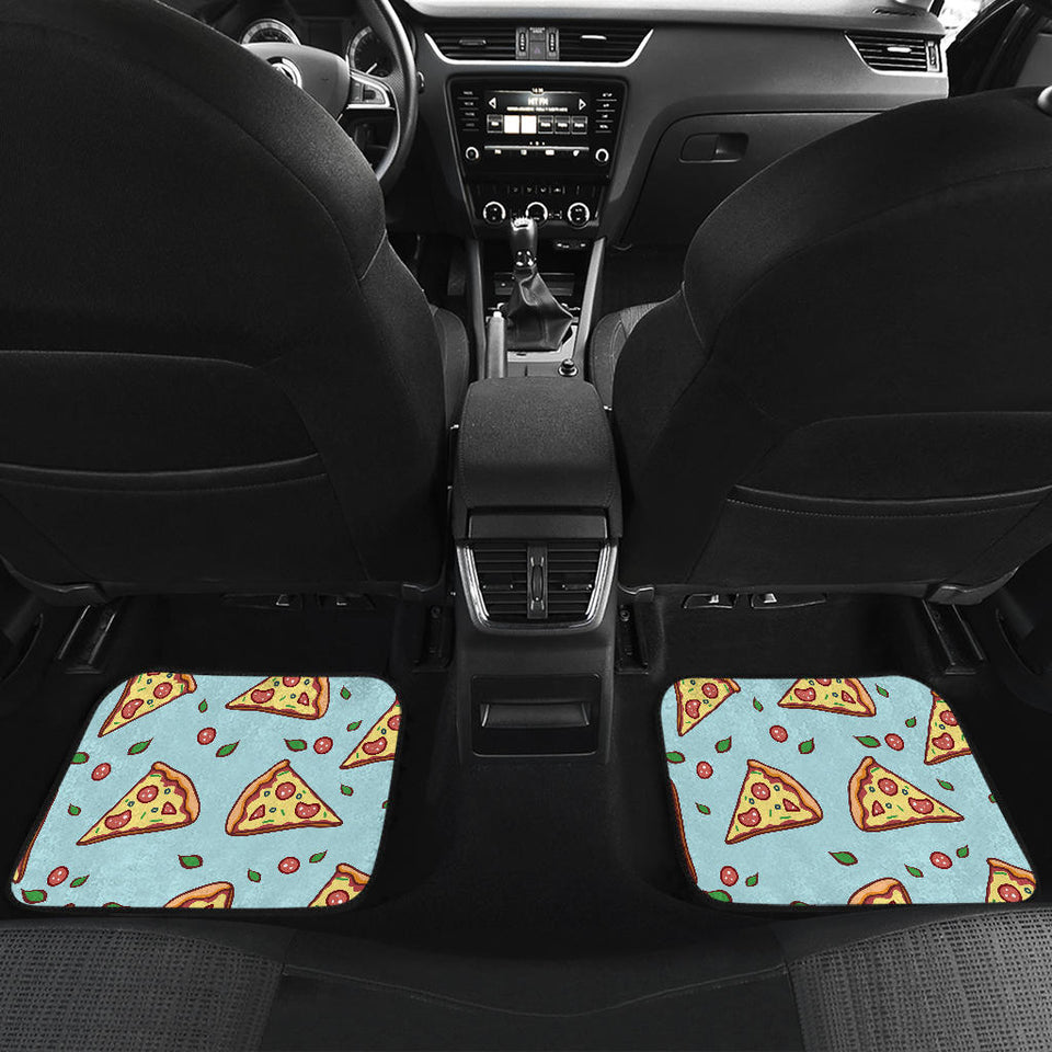 Hand Drawn Pizza Blue Background Front And Back Car Mats