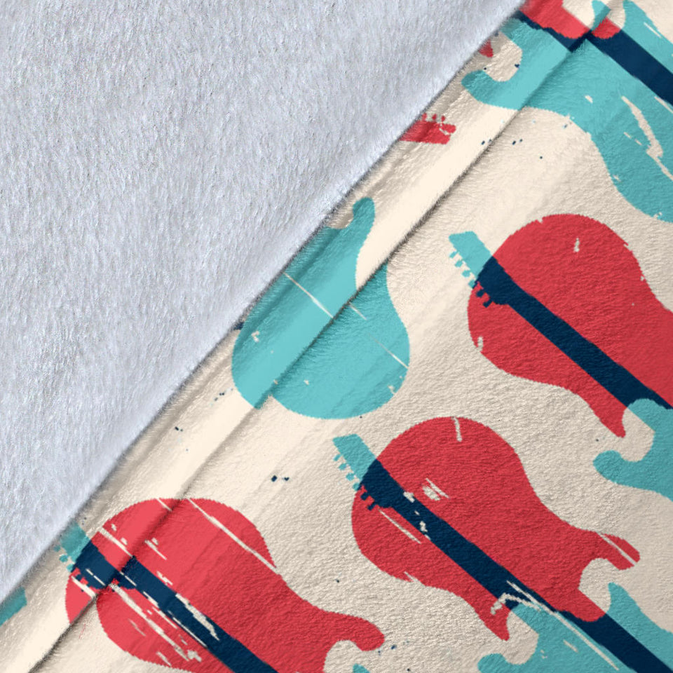 Red Blue Guitar Pattern Premium Blanket