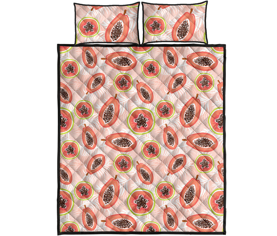 papaya leaves pattern Quilt Bed Set
